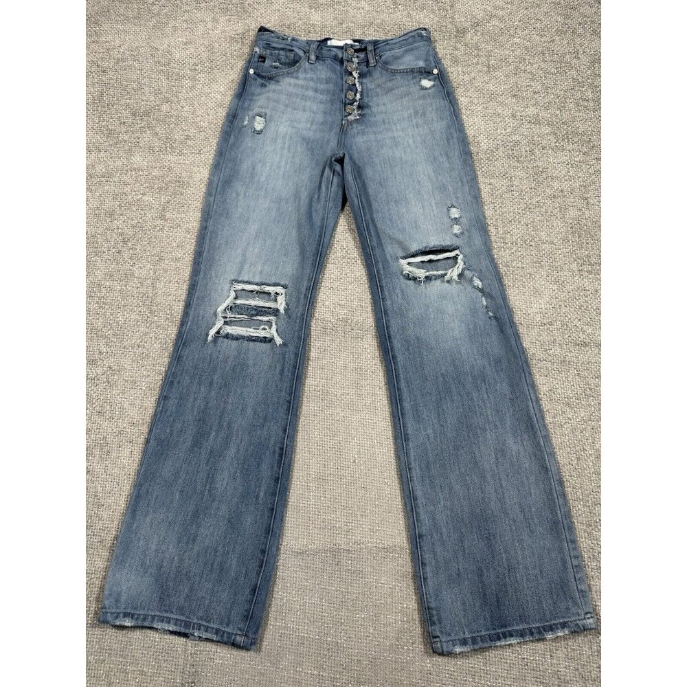 KanCan Blue Distressed Flare Jeans